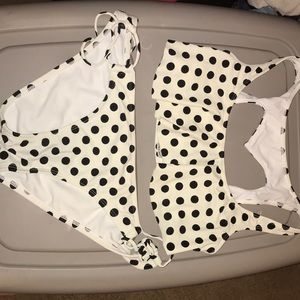 Black and white polka dot heart back swimsuit